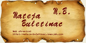 Mateja Buletinac vizit kartica